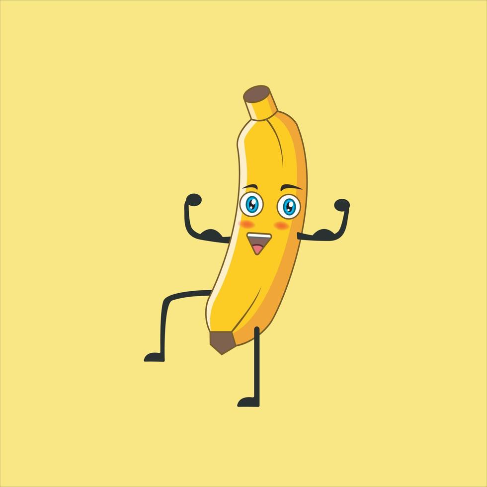 Cute muscular banana cartoon vector