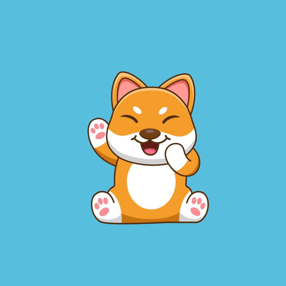 caricatura, lindo, shiba, inu, perro, sentado. ilustración vectorial vector