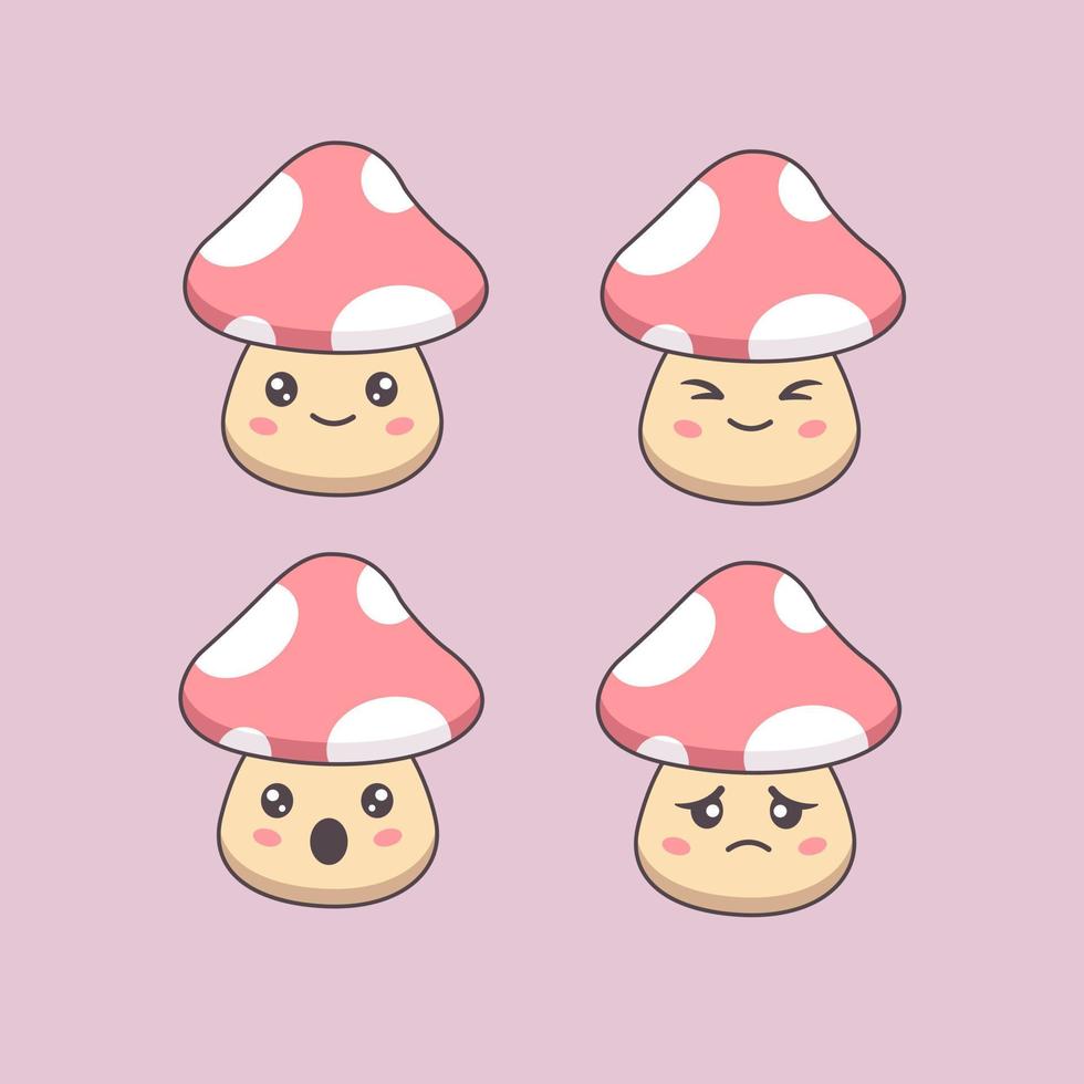 Cute mushroom cartoon set. Vector illustration