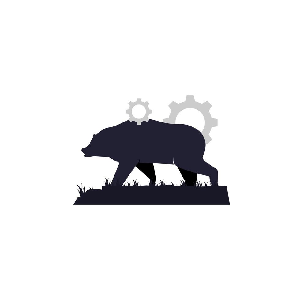 gráfico de vector de ilustración del logotipo de engranaje de oso grizzly. perfecto para usar en empresas de tecnología