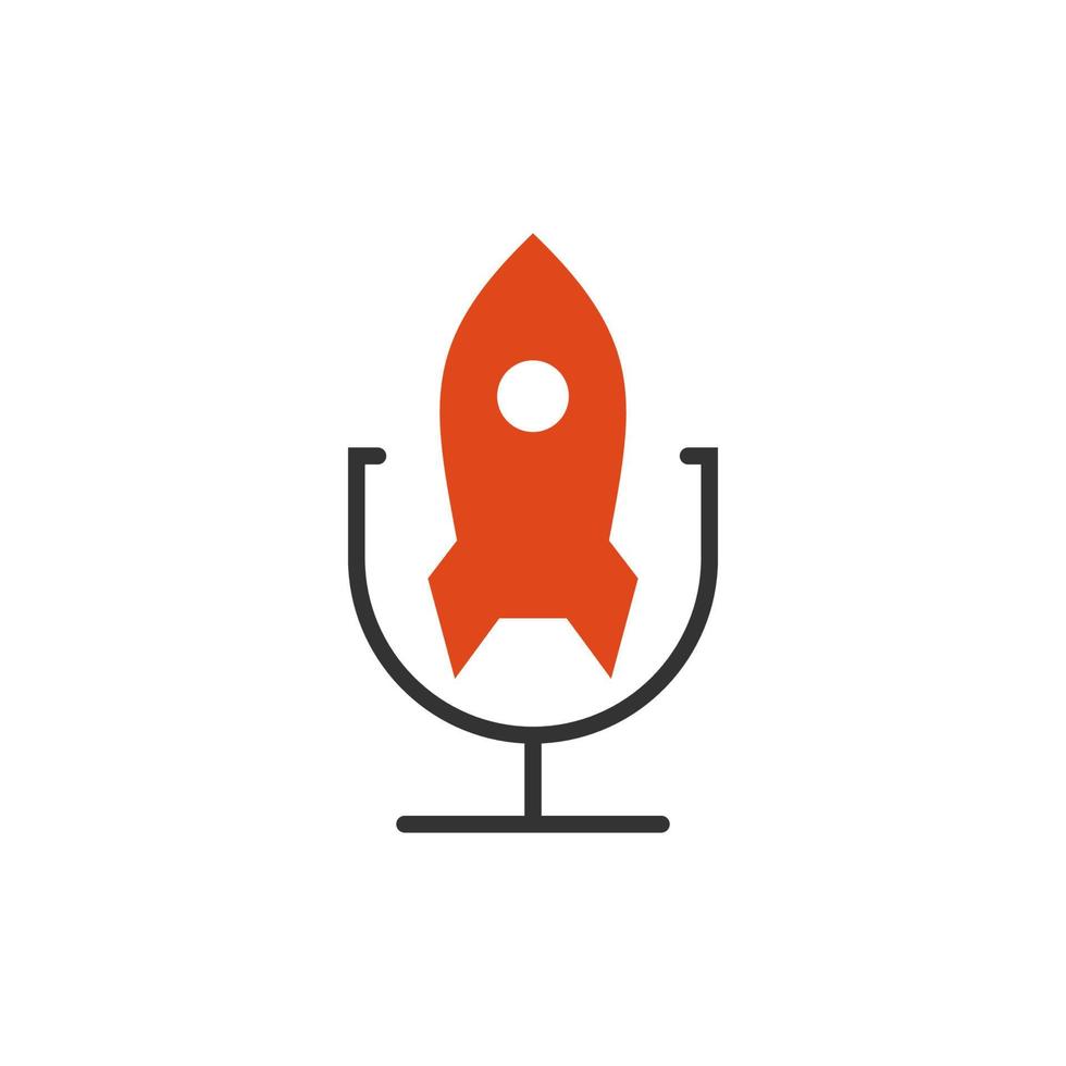 gráfico de vector de ilustración del logotipo de podcast de cohete. perfecto para usar en empresas de tecnología