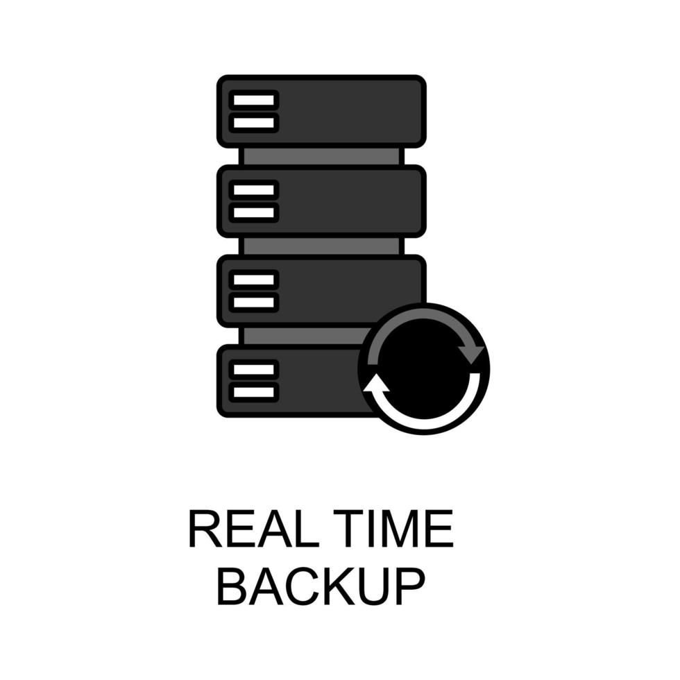 icono de copia de seguridad en tiempo real. icono de copia de seguridad en tiempo real de vector plano moderno sobre fondo blanco, ilustración vectorial se puede utilizar para web y móvil