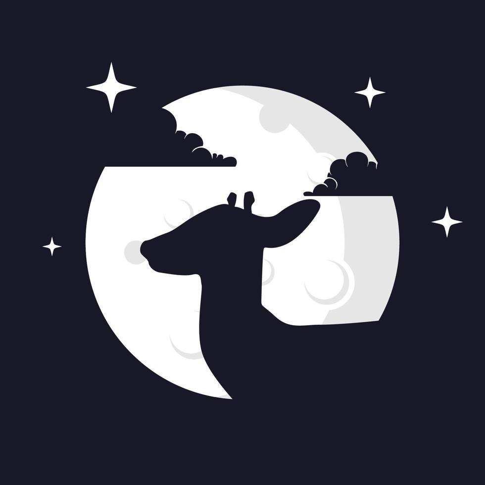 gráfico de vector de ilustración de ciervo con fondo de luna. perfecto para usar en camisetas o eventos