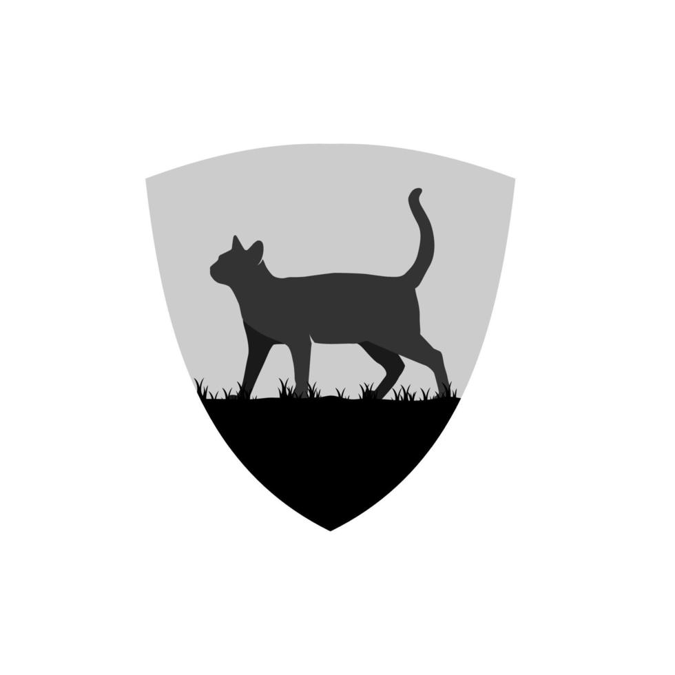 gráfico de vector de ilustración del logotipo de escudo de gato. perfecto para usar en empresas de tecnología
