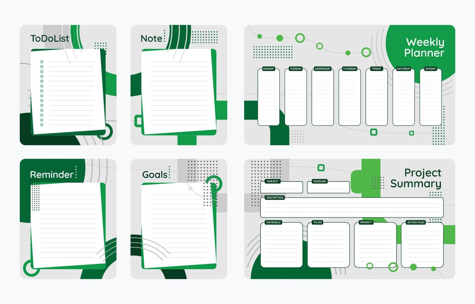 Geometric Green Journals Template vector