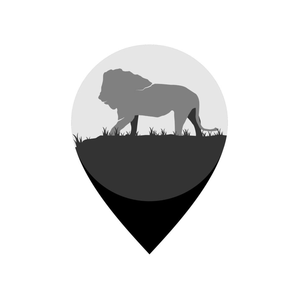 Illustration Vector Graphic of Lion Location Logo. Perfect to use for Technology Company