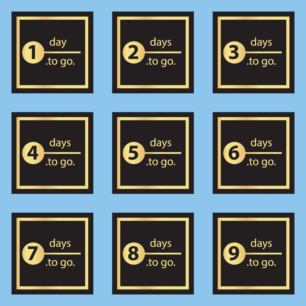 set gold banner days to go countdown vector eps 10