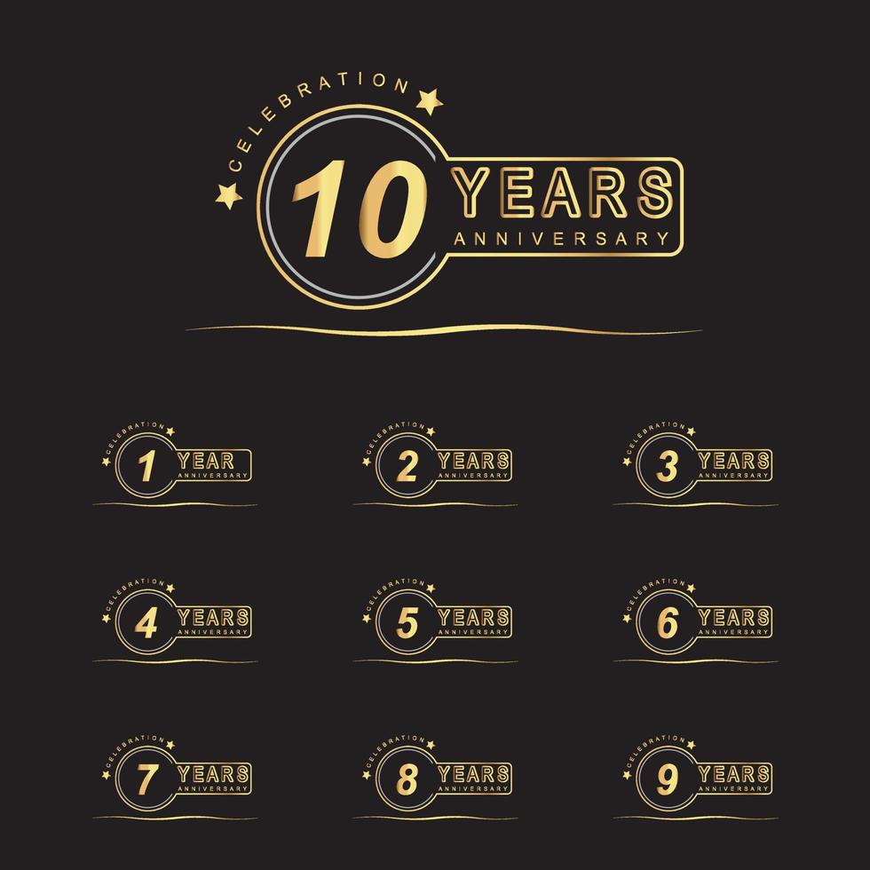 Set anniversary celebration luxury gold version vector design template