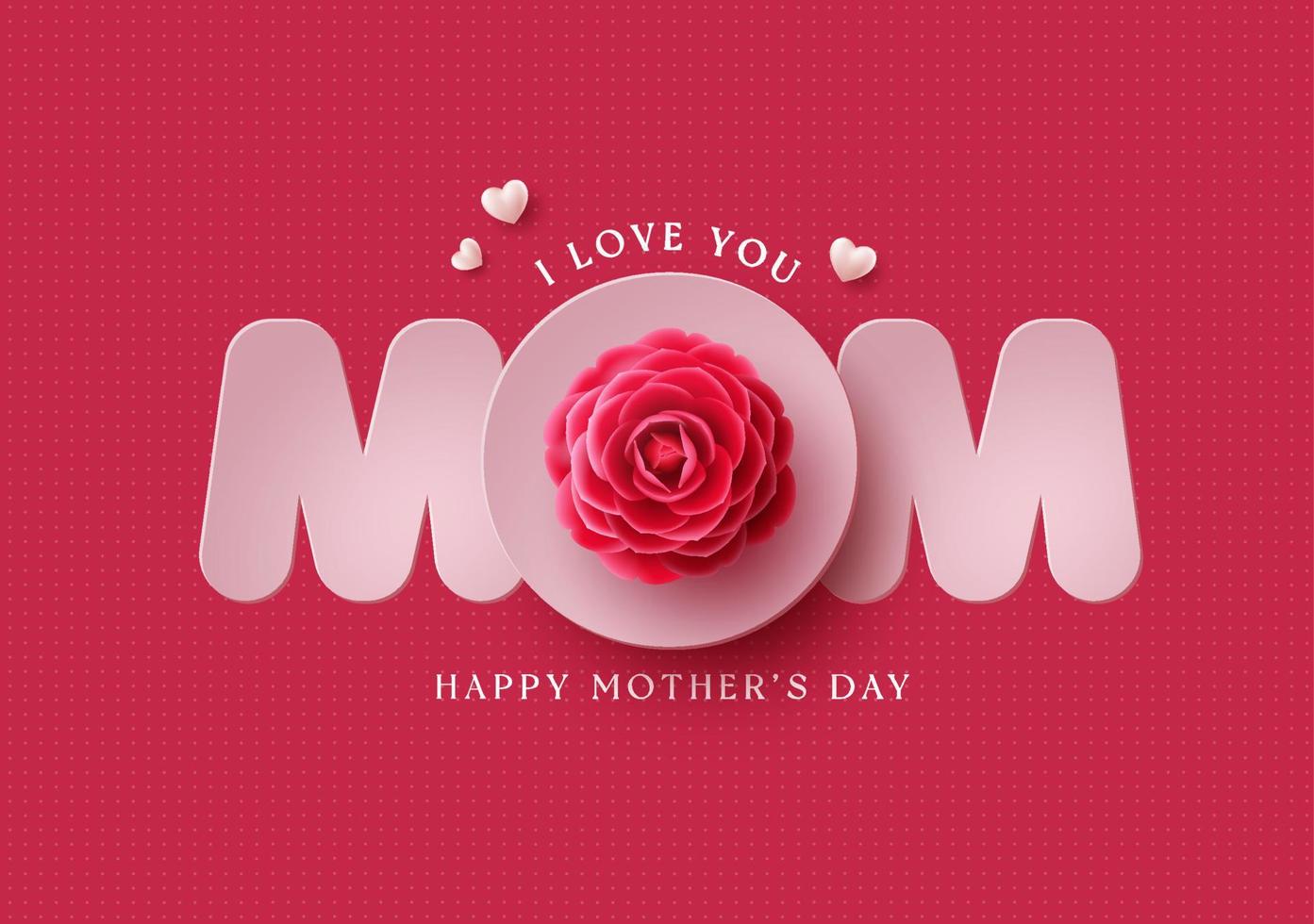 Happy mother's day vector design. Mother's day greeting card with mom paper cut text in red pattern background for mommy celebration decoration. Vector Illustration.