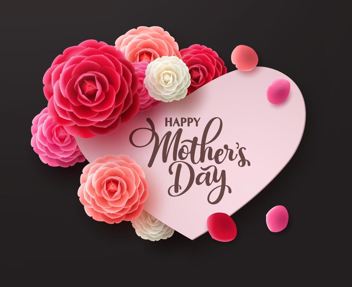 Mother's day greeting card vector template design. Happy mother's day text in empty space for mom's international celebration background. Vector Illustration.