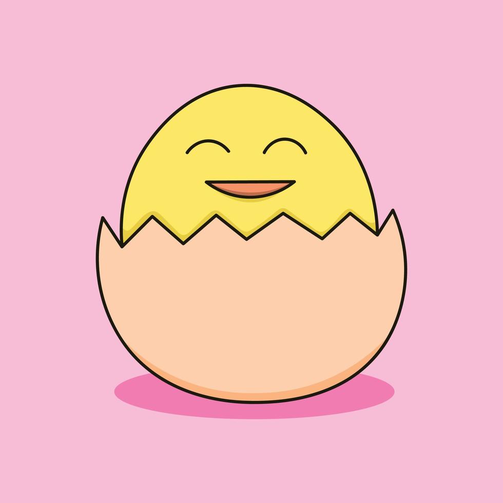 Cute newly hatched chicks icon mascot illustration vector