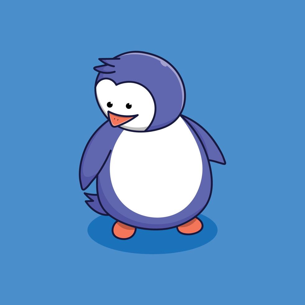 lindo pingüino está buscando algo, ilustración de icono vector