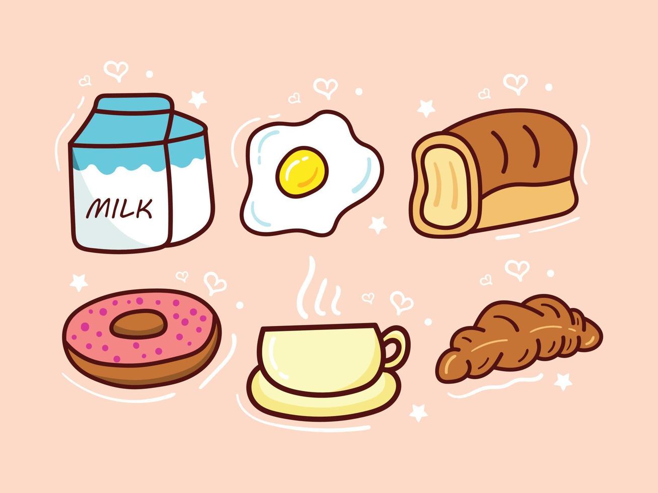 bundle set of breakfast menu illustration vector