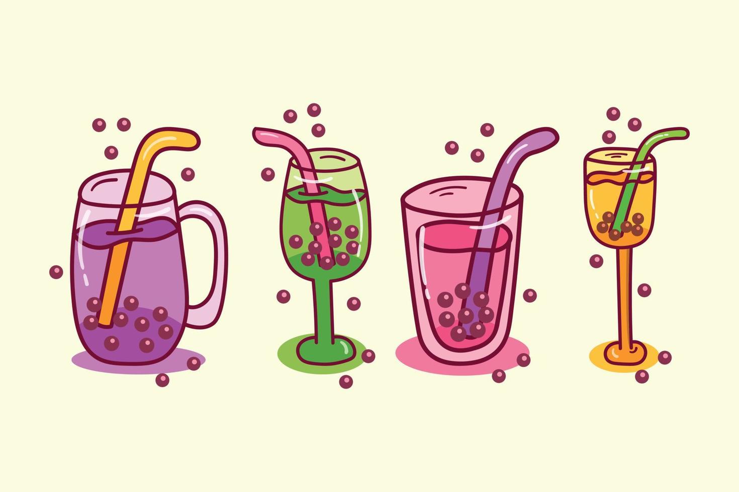 conjunto de paquete de ilustración de bebida de burbuja fresca vector
