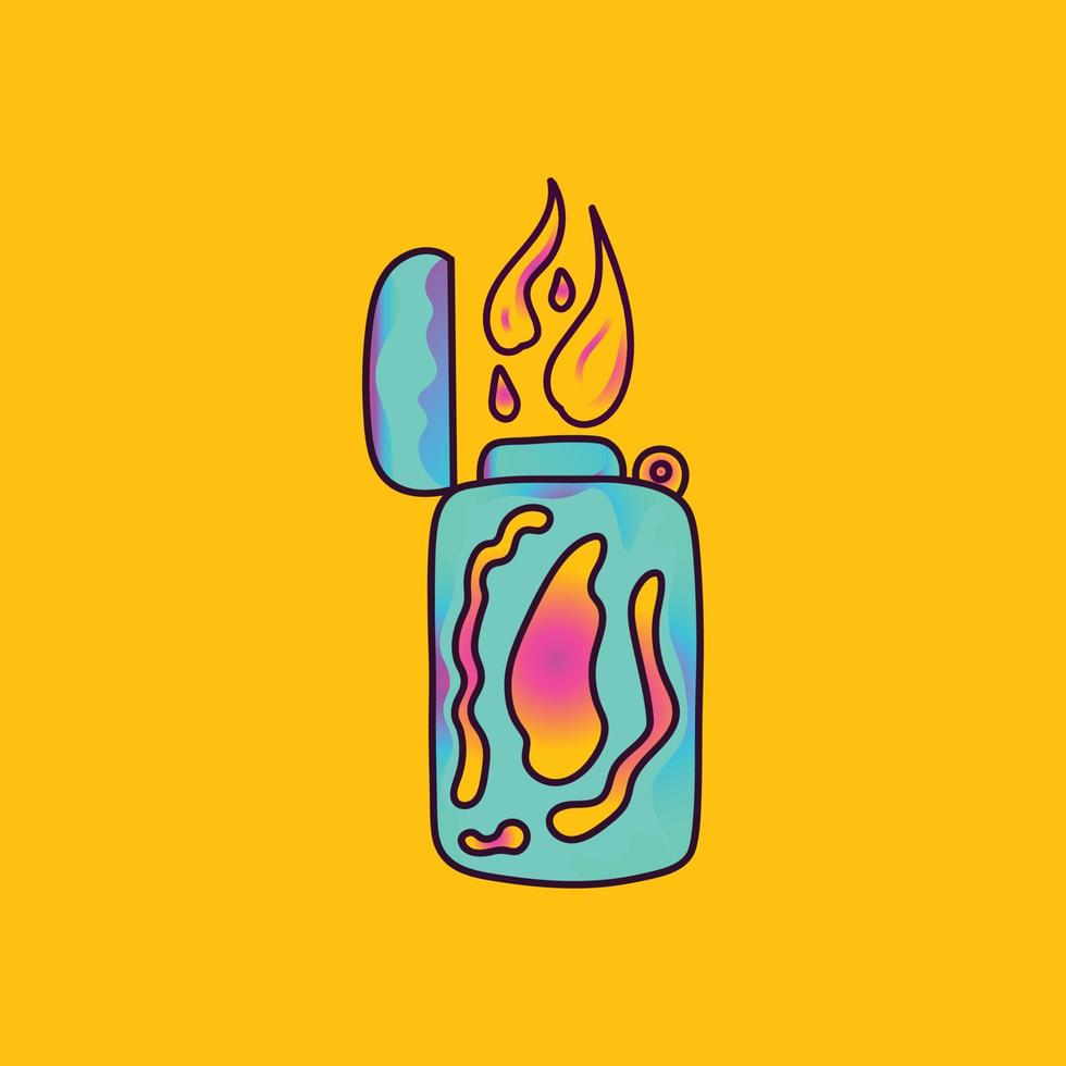 hand drawing of lighter matches flame illustration vector