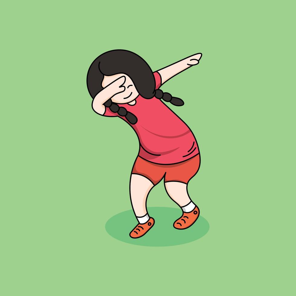Cute girl celebrating her sports victory vector illustration