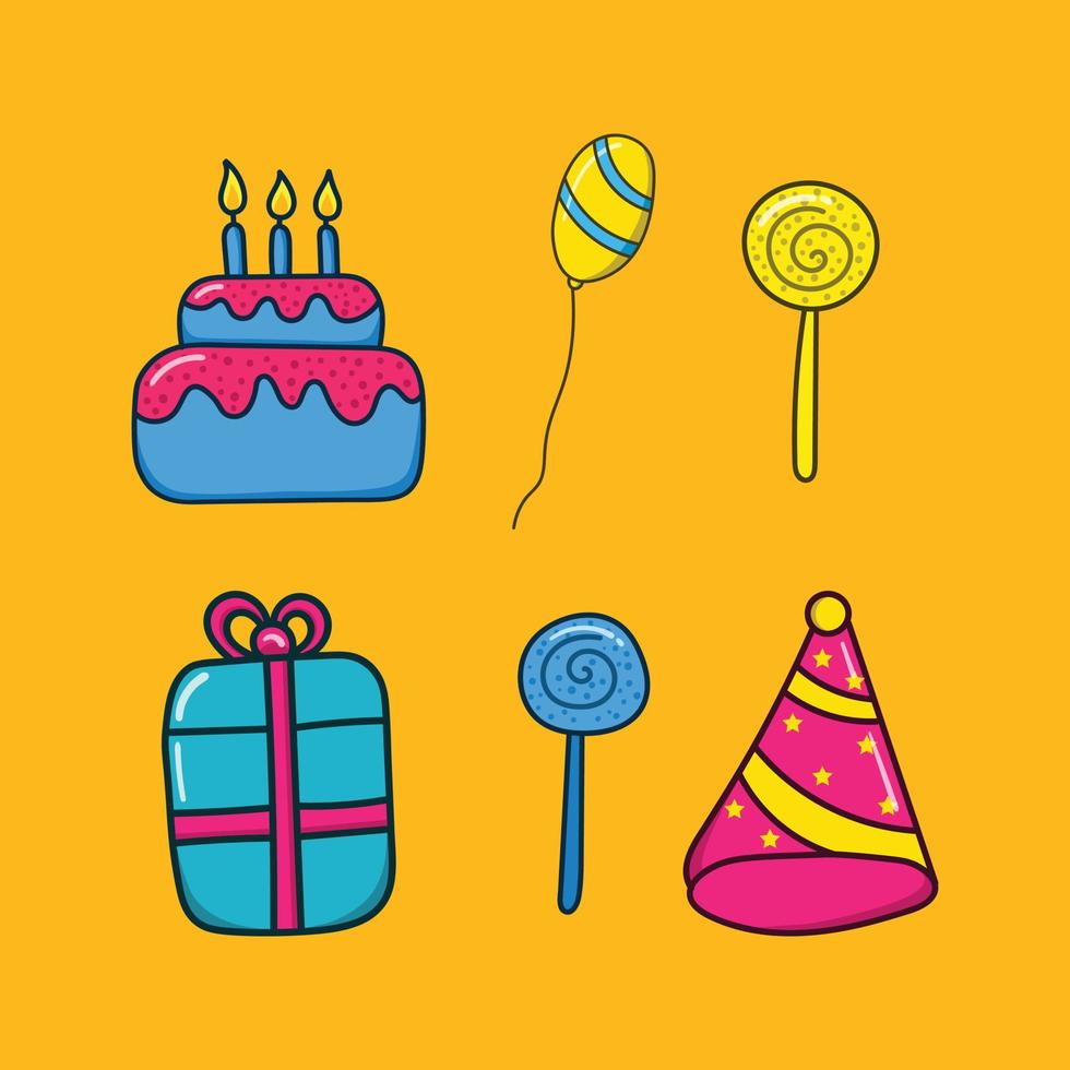 bundle set of birthday illustration vector