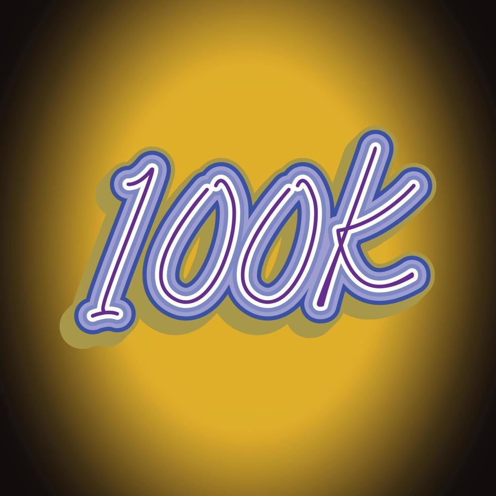 100k celebration, Vector illustration, celebration 100k, sign of 100k, 3d illustration of alphabets and number