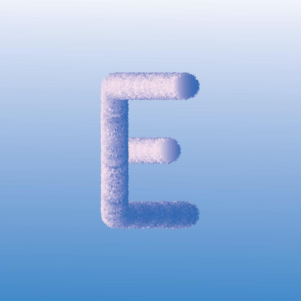 E letter, 3d illustration of alphabets and number, Alphabetic font E made of Real with Precious hairy shape of letter, Greeting celebration with 3d E font and number of Vector design