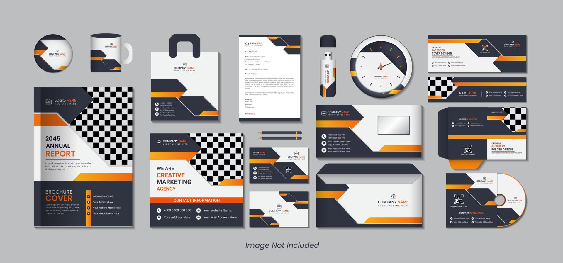 Stationary 15 in 1 pack design with creative simple shapes vector