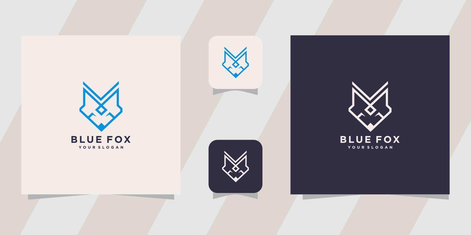 blue fox line logo template vector