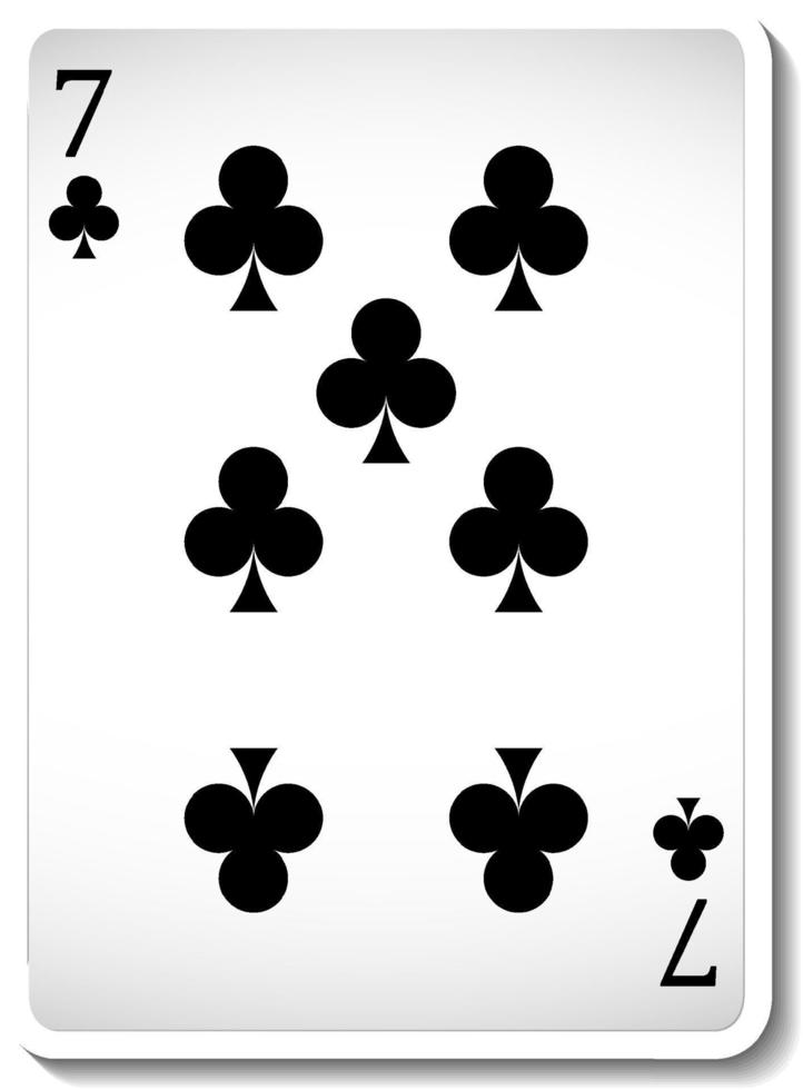 Seven of Clubs Playing Card Isolated vector