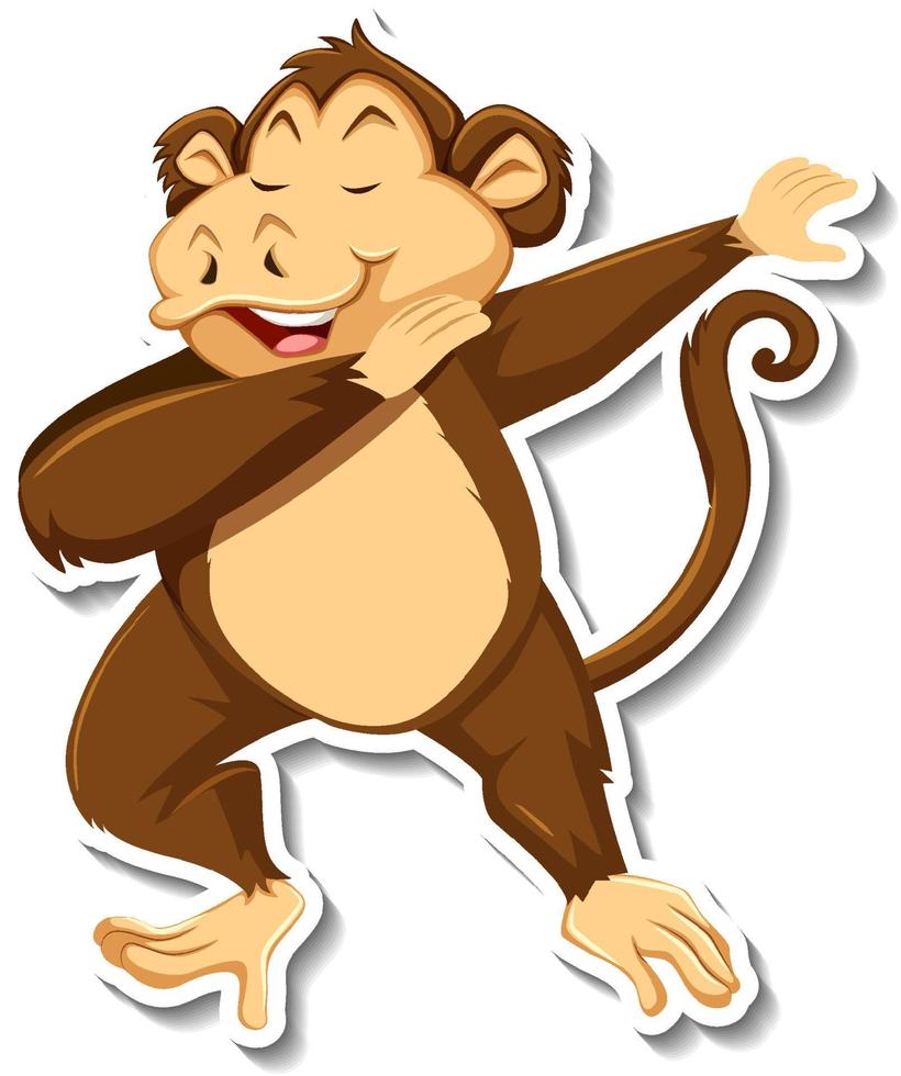 Monkey dancing animal cartoon sticker vector