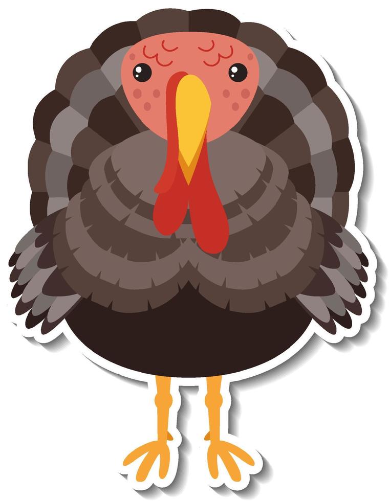 Chubby turkey chicken animal cartoon sticker vector