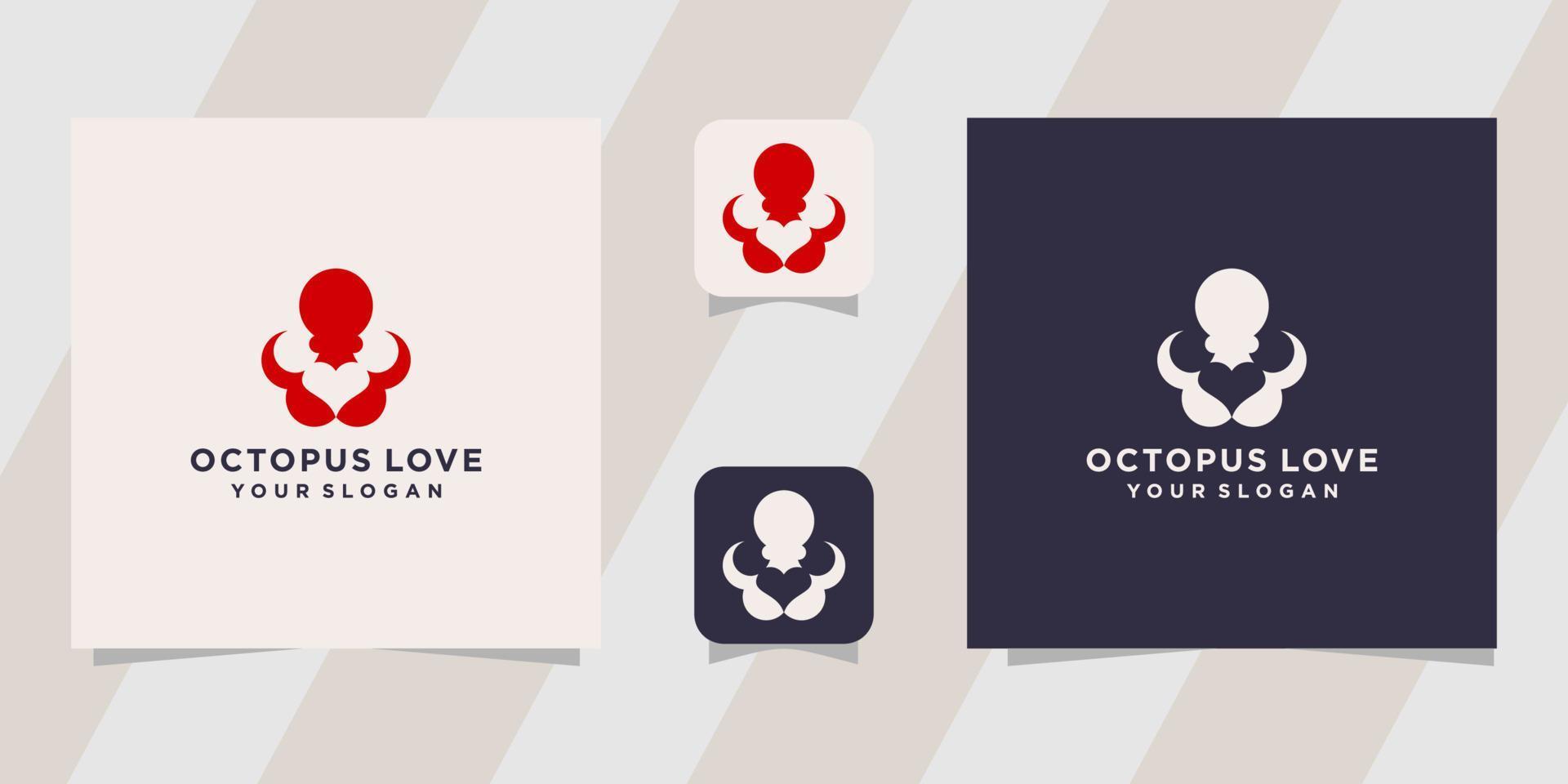 octopus with love logo template vector