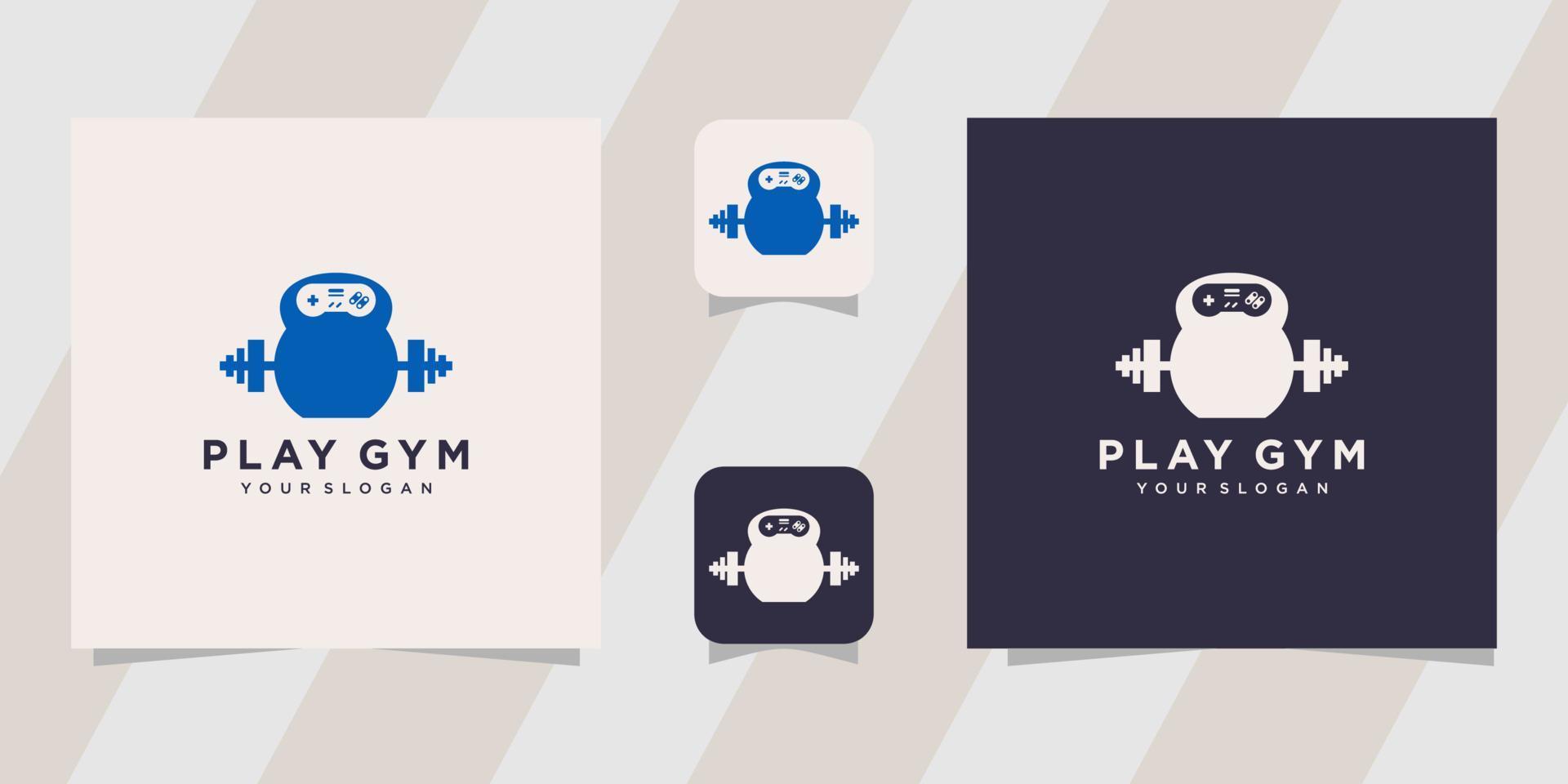 gym with game logo template vector