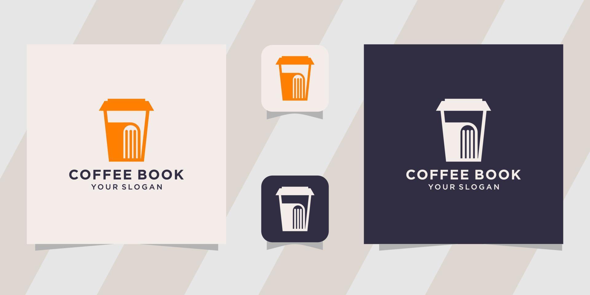 coffee with book logo template vector