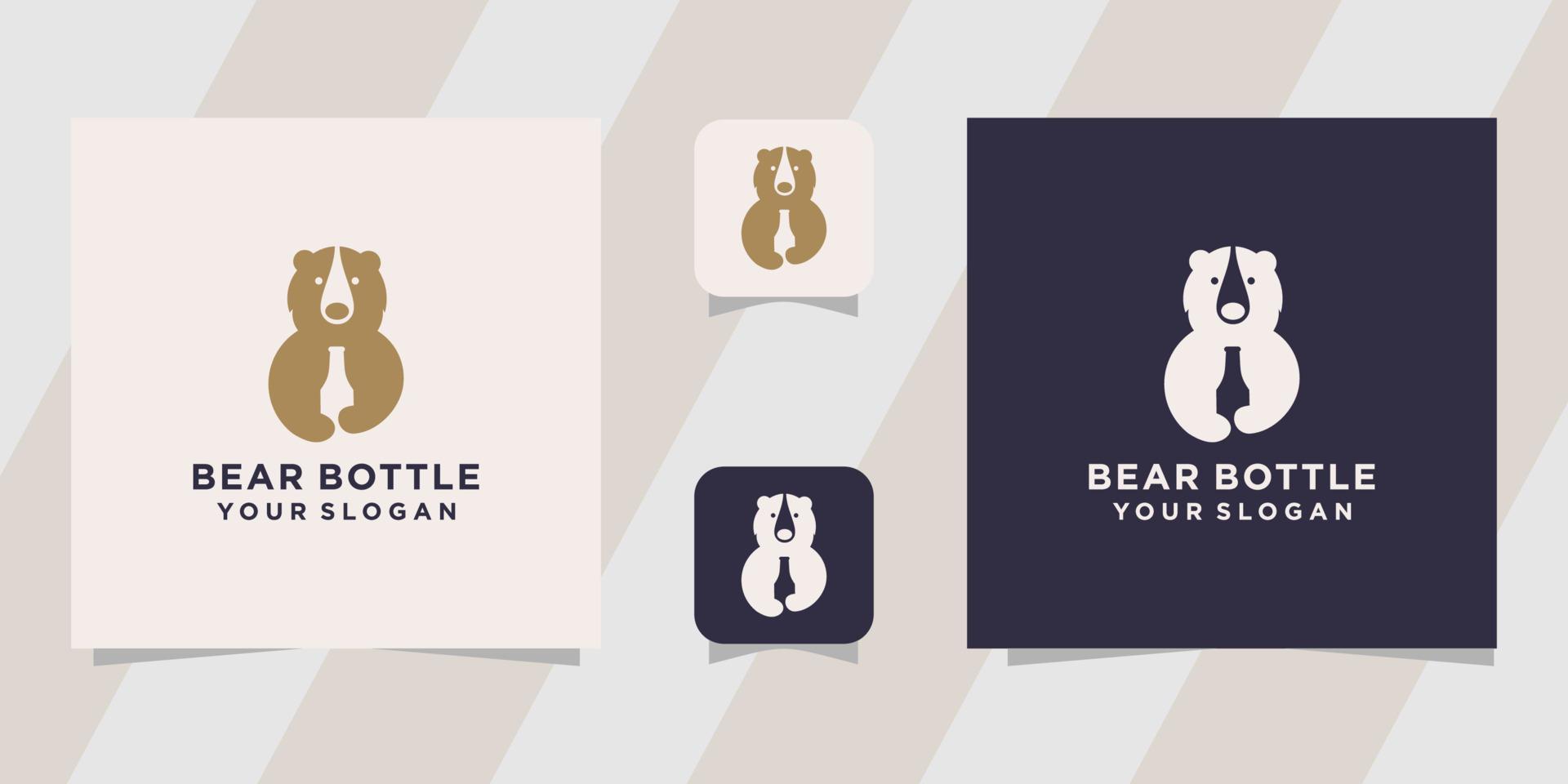 bear bottle logo template vector