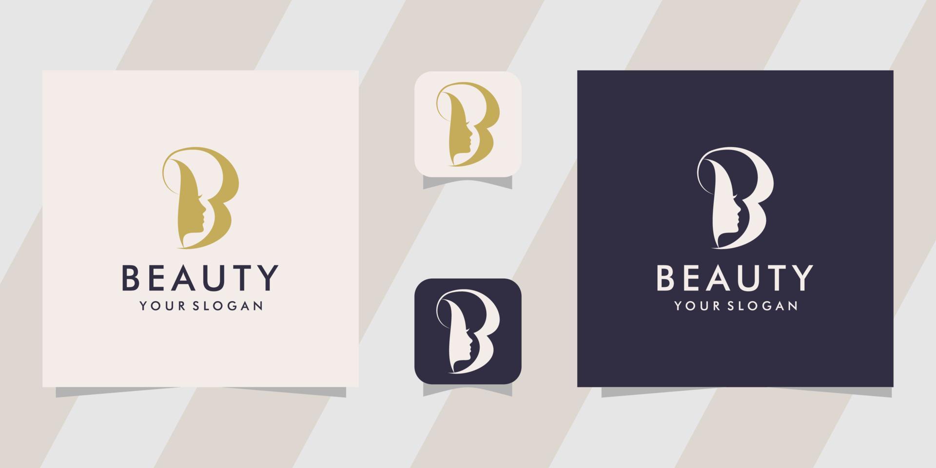 letter b with beauty face logo template vector