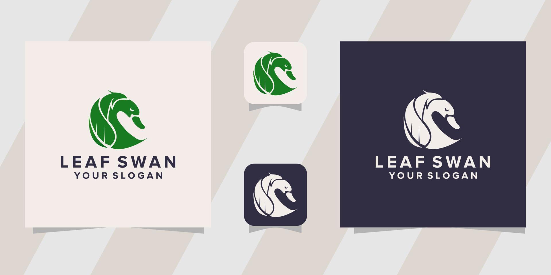 leaf swan logo template vector