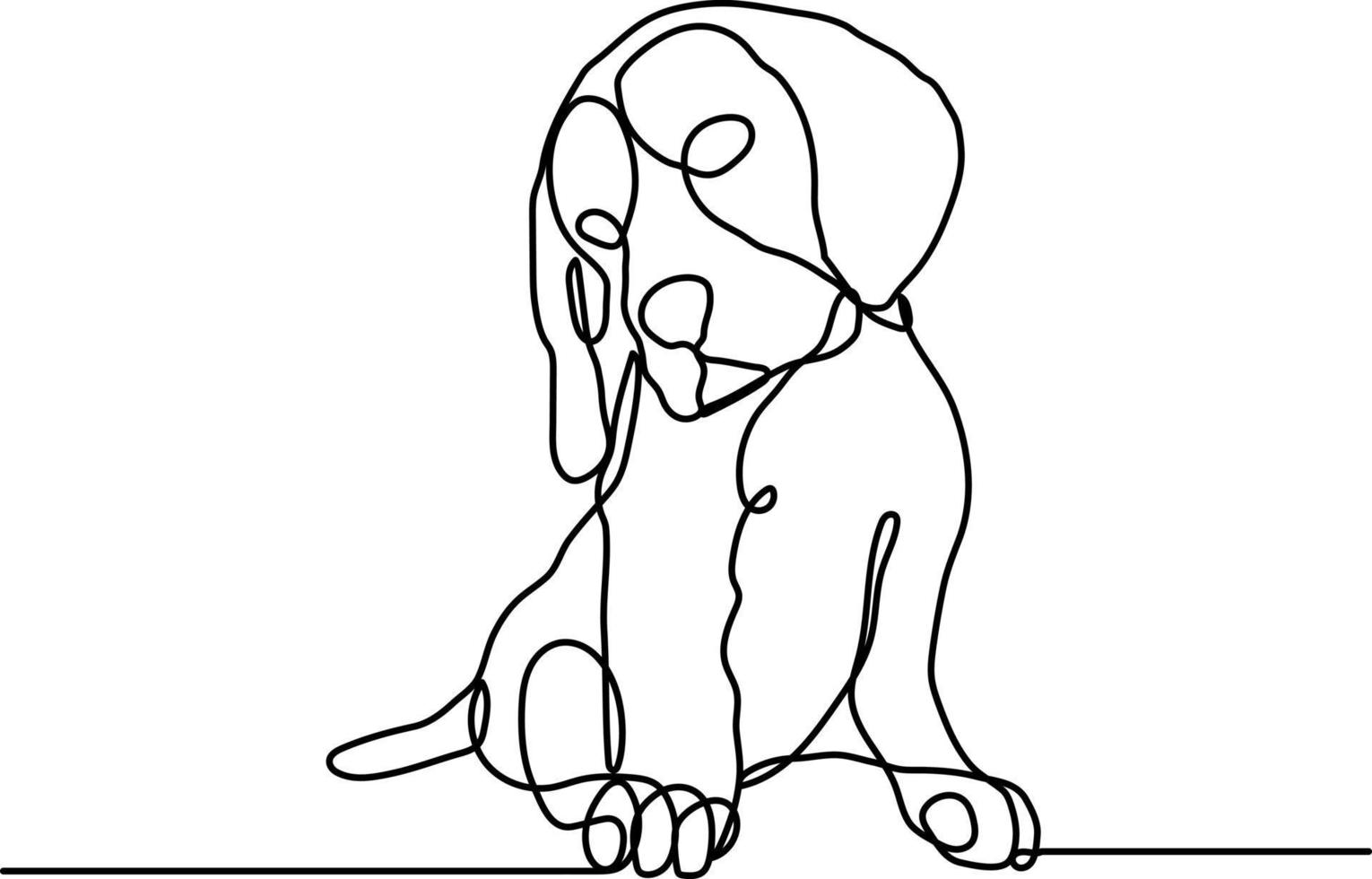 Continues line cute Beagle puppy vector