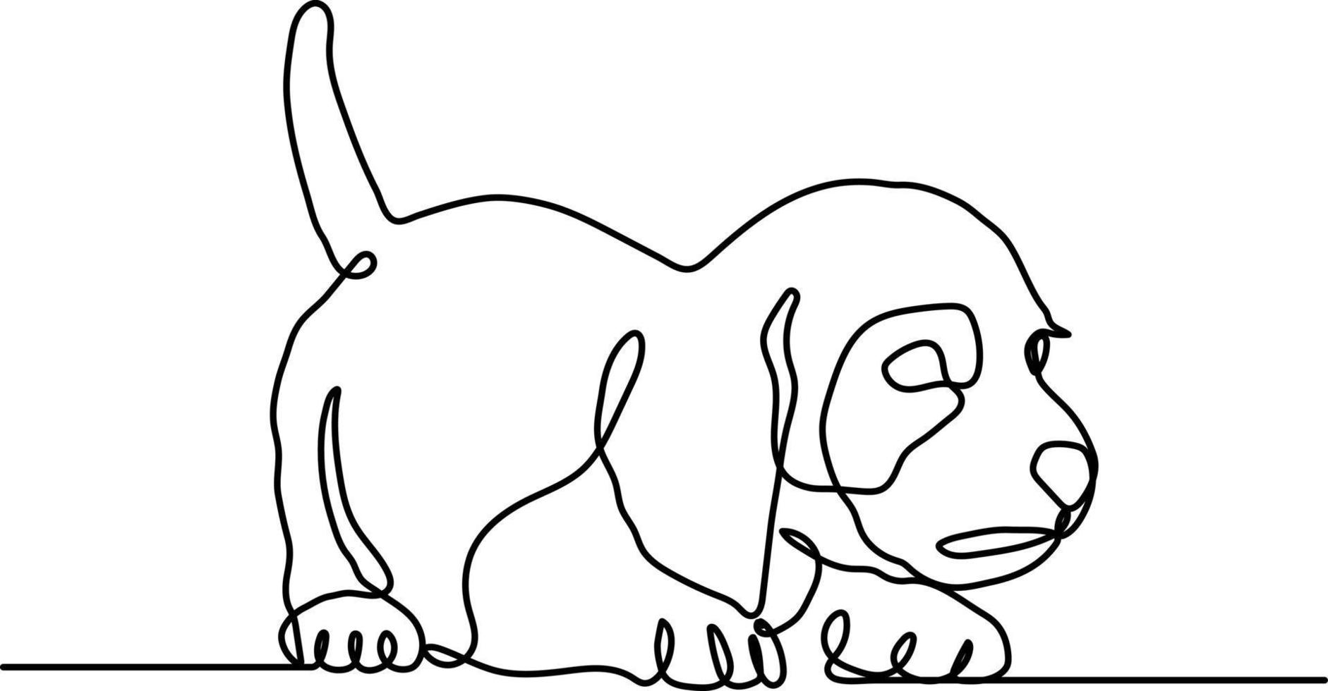 Continues line cute Beagle puppy vector