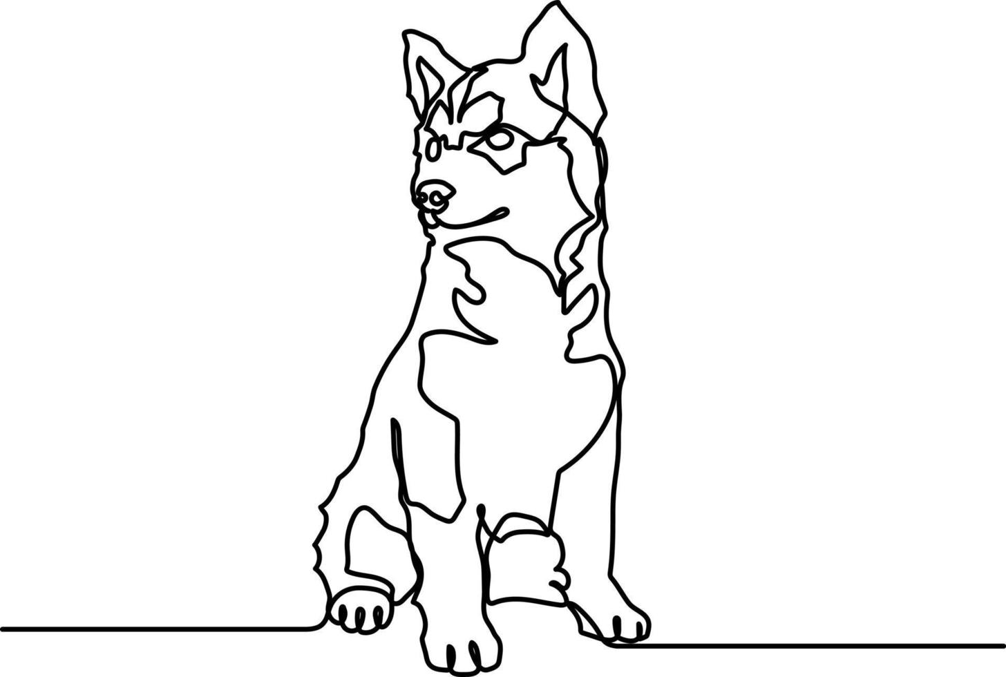 Continues line cute Siberian Husky puppy vector