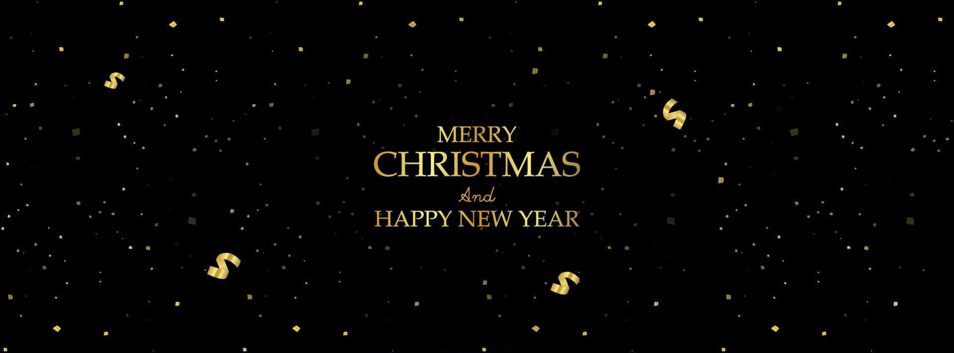 Merry Christmas and new year Facebook cover photo with golden text effect and luxury background vector