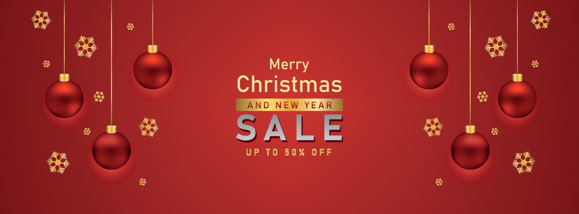 Christmas and new year sale for Facebook cover photo with Christmas light and snow vector