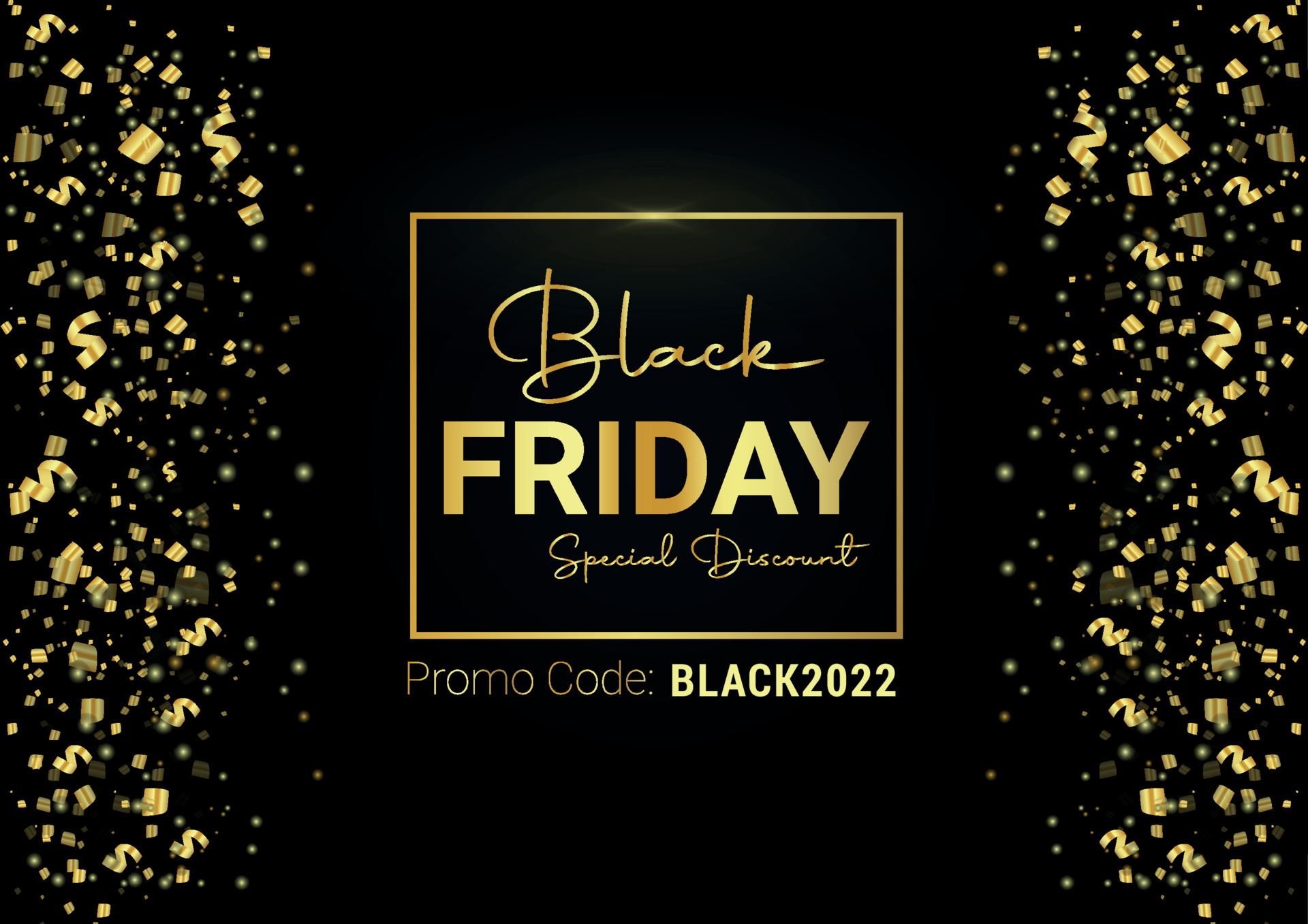 Black Friday banner with luxury background and golden text effect free