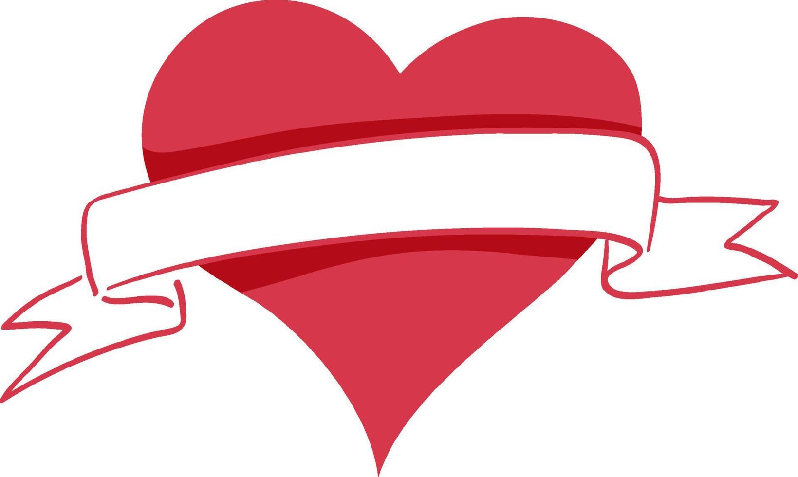 Red heart with ribbon banner vector