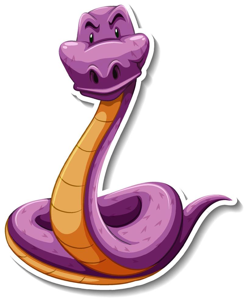 Purple snake animal cartoon sticker vector