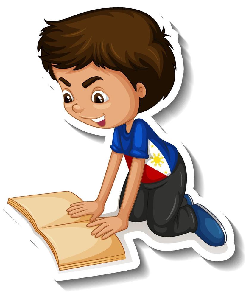 A boy reading a book cartoon character vector