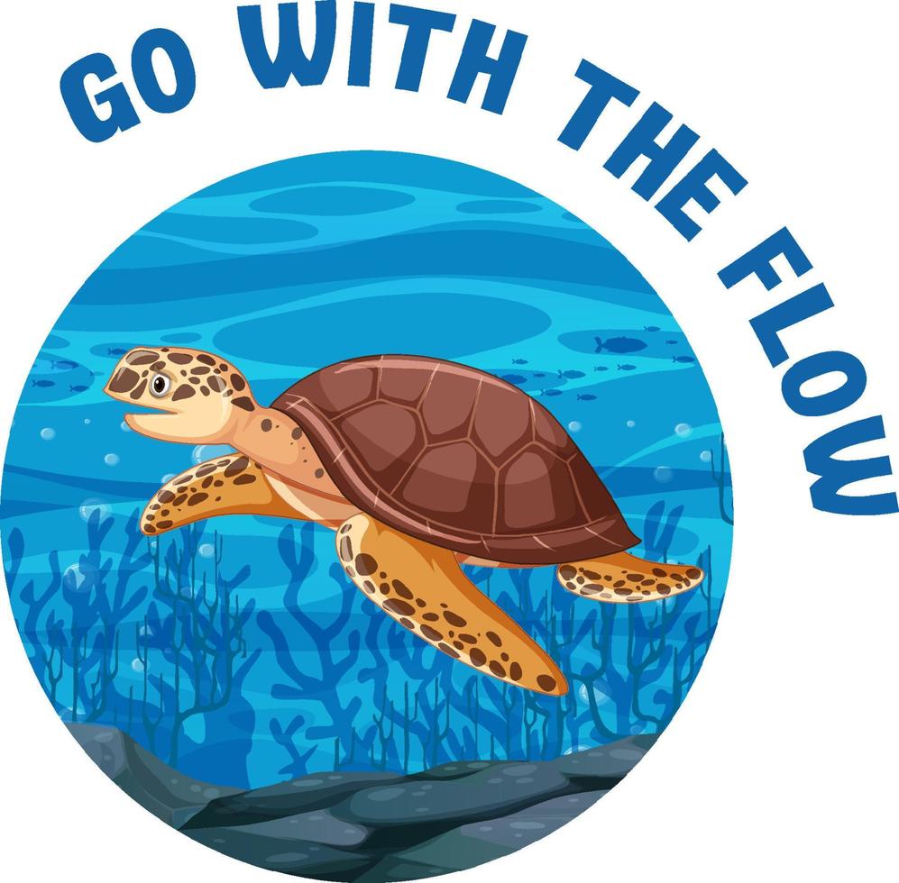 English idiom with picture description for go with the flow vector