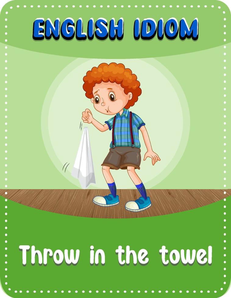 English idiom with picture description for throw in the towel vector