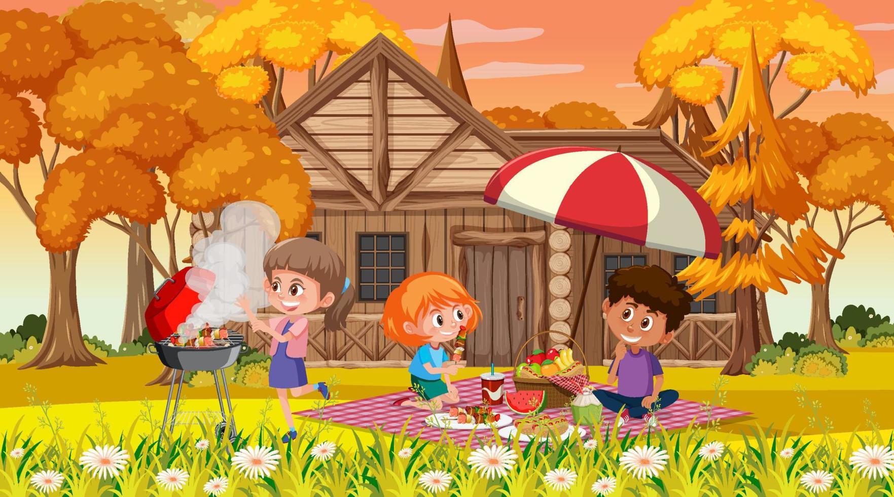 Autumn scene with many children picnic in the park 4805218 Vector Art at Vecteezy Autumn scene with many children picnic in the park 4805218 Vector Art at Vecteezy