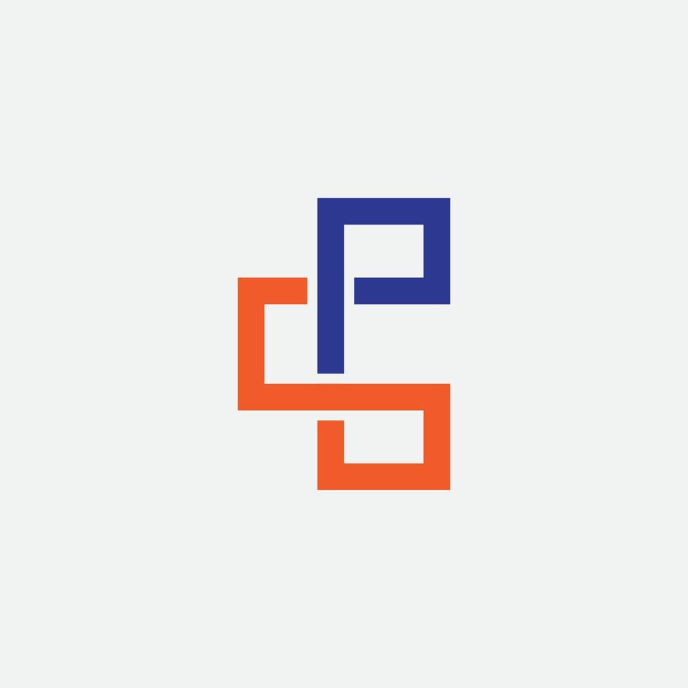 Initial letter SP with three boxes form a triangle vector
