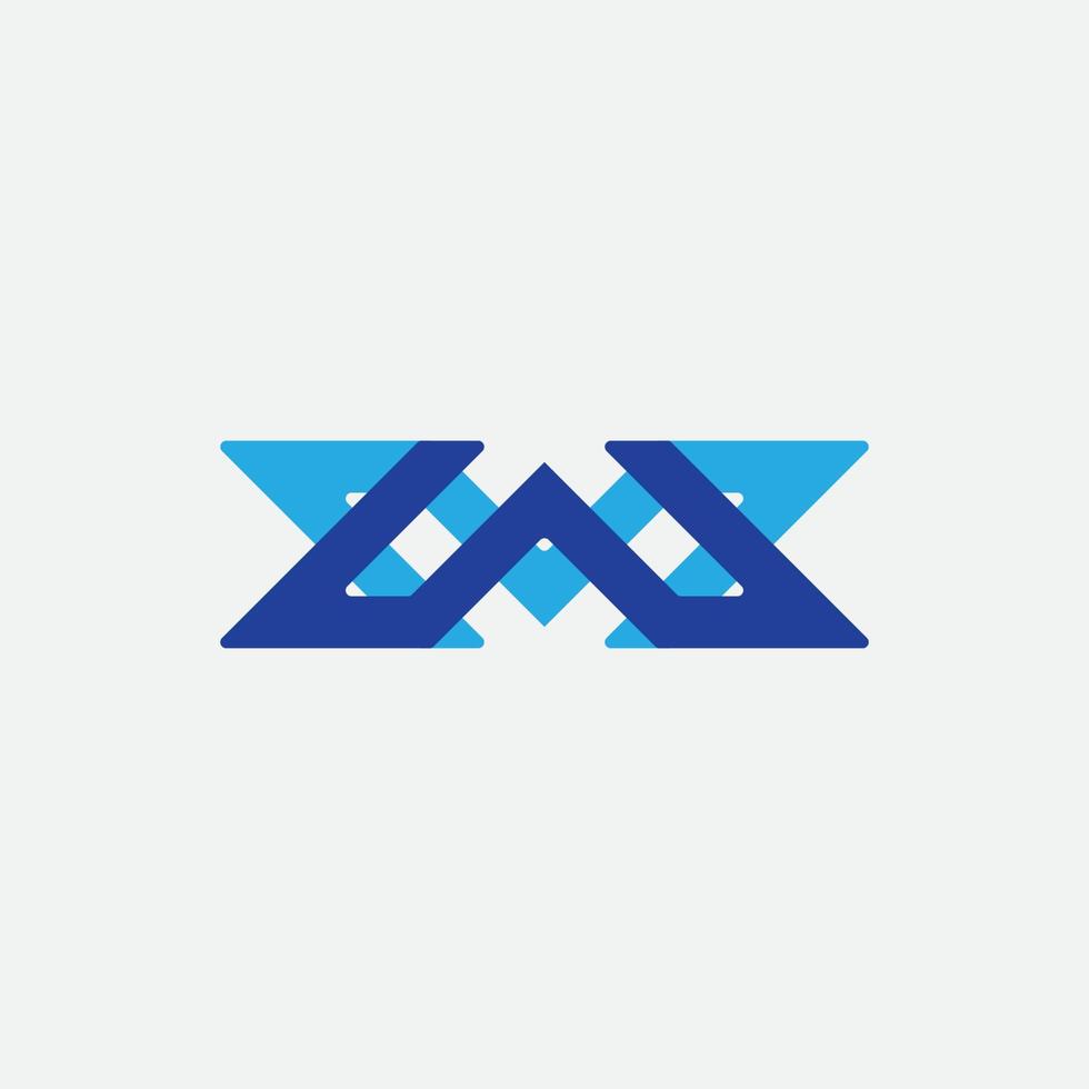 Initial letter WM rectangular shape with harmonious colors vector