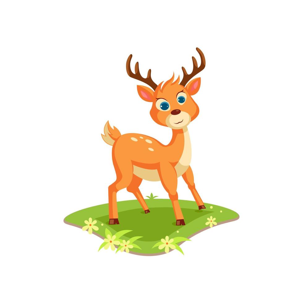 little deer in meadow vector illustration