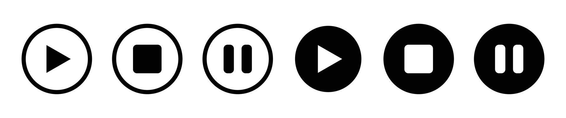 botones de reproducción y pausa - diseño de ilustración de icono de vector. reproductor de audio y video. símbolo de icono de conjunto de botón de jugador vector